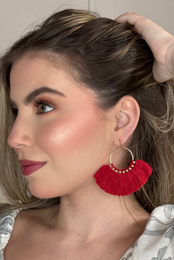 Aretes Ana Flecos Rojo