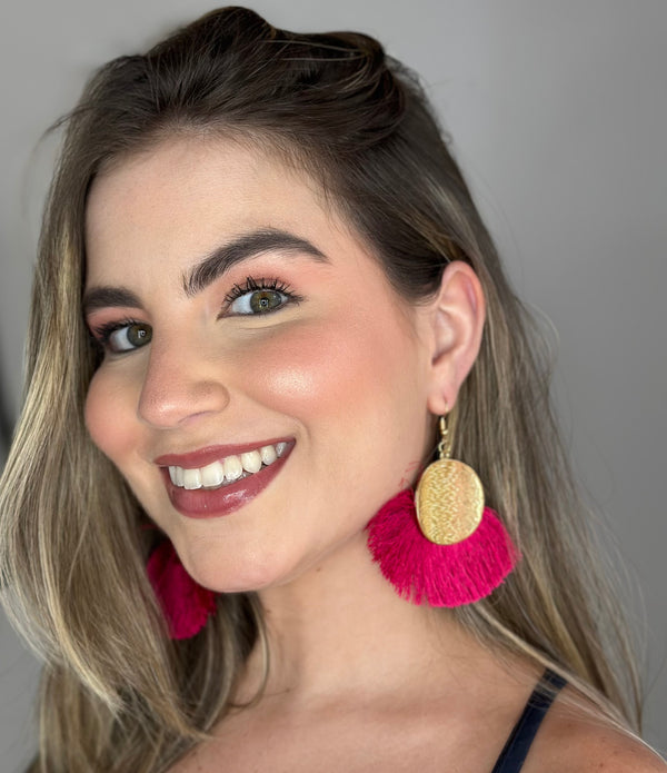 Aretes Blossom fucsia Flecos