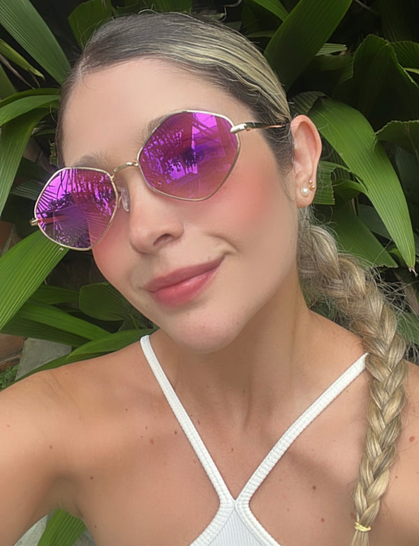 Gafas Moradas Heptagonales