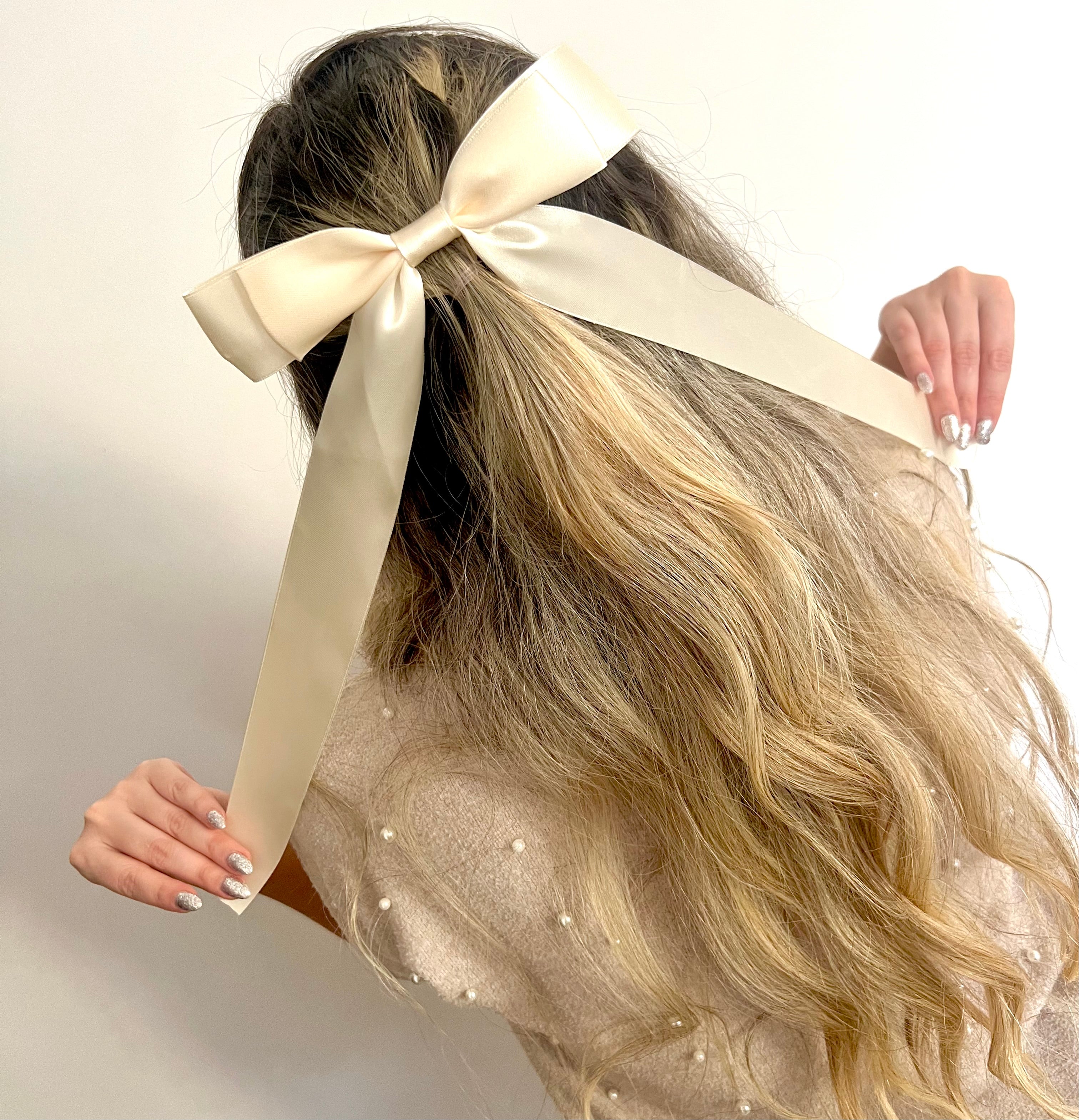 Moño Lazo blanco – Menta Rosa