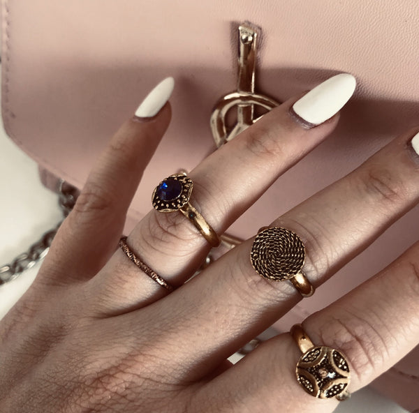 Set Anillos Golden Amelia