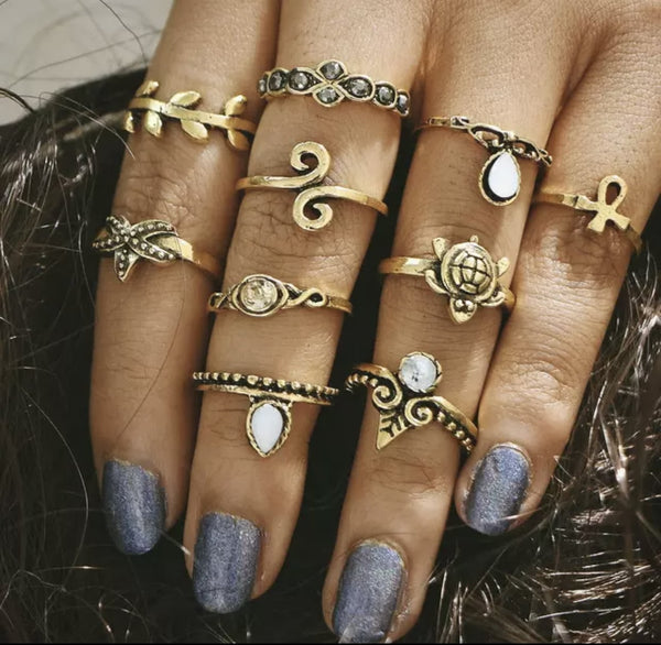 Set Anillos Golden Brenda