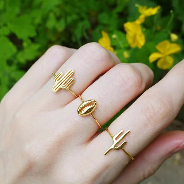 Set Anillos Golden Cacto