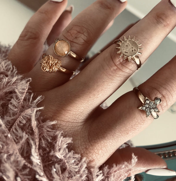 Set Anillos Golden Constellation