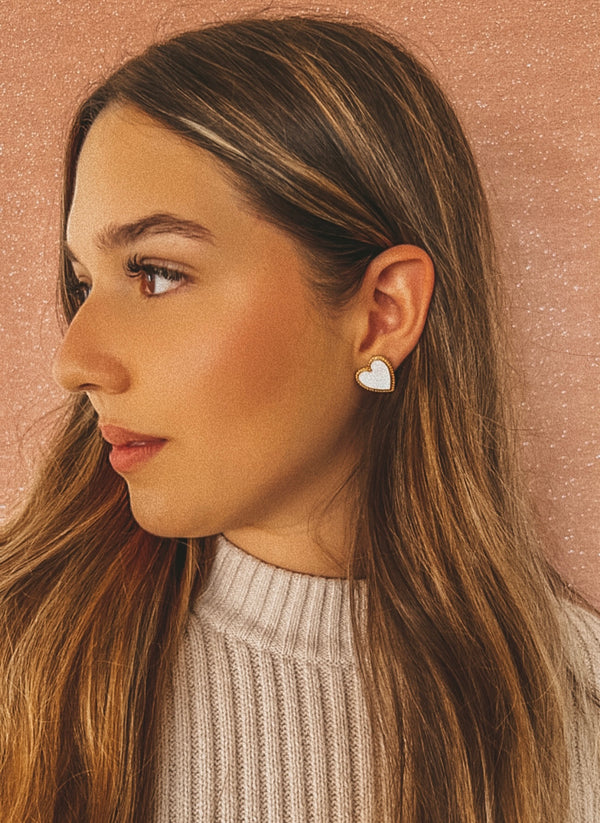Aretes Topo Cuore Blanco