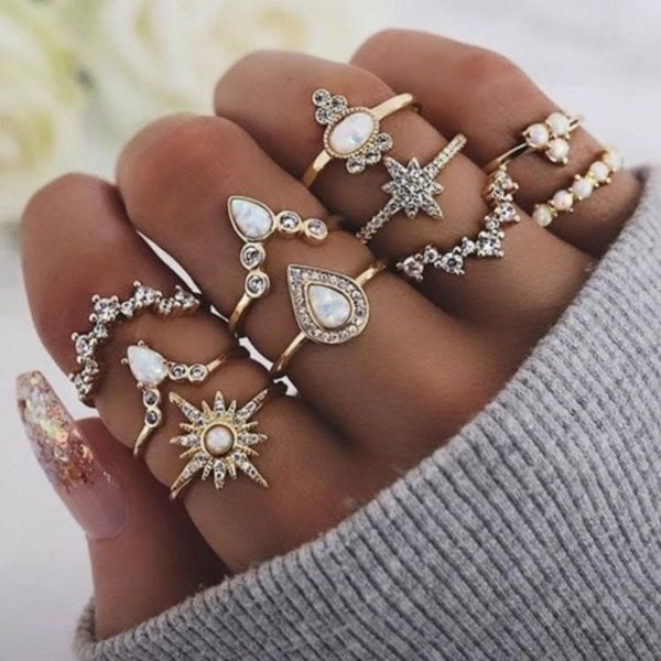 Set Anillos Golden Lune