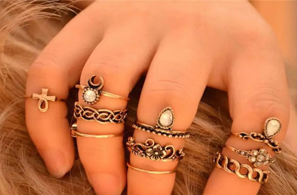 Set Anillos Golden Serra