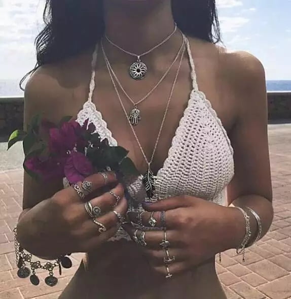 Collar Silver Hamsa Leaf
