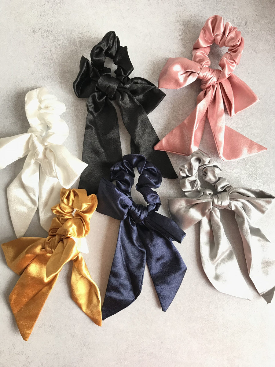 6 Pezzi Di Scrunchie Per Capelli In Seta/raso, Colori Nero, Bianco - Foto 10