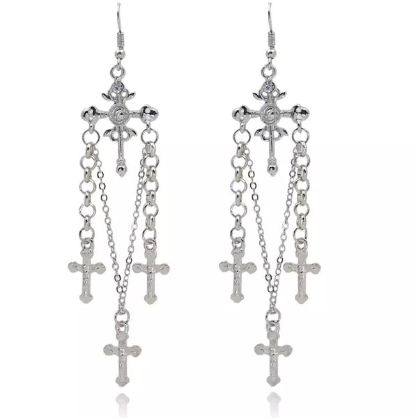 Aretes Silver Lluvia Cruz