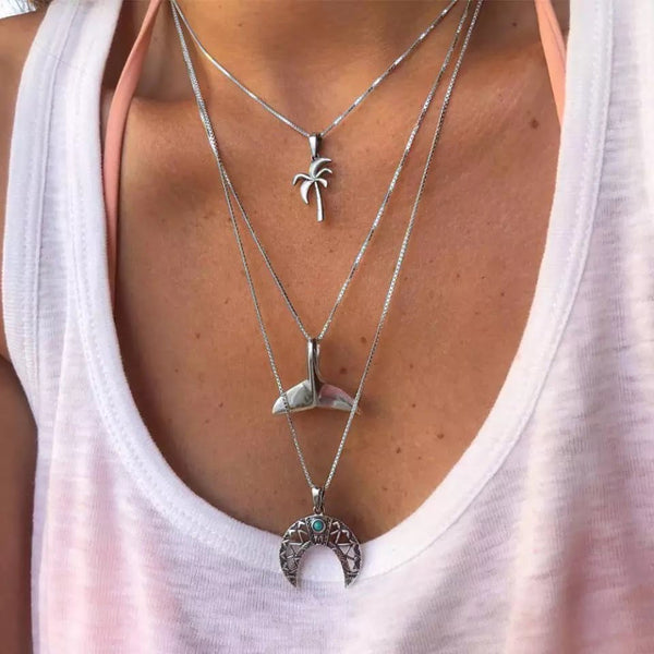 Collar Silver Mermaid Palm
