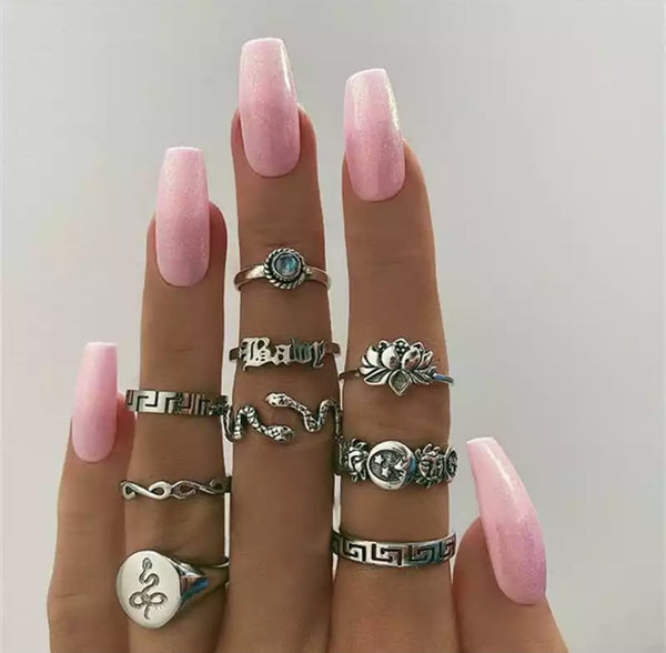 Set Anillos Silver Baby