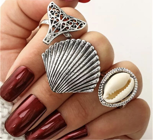 Set Anillos Silver Beach