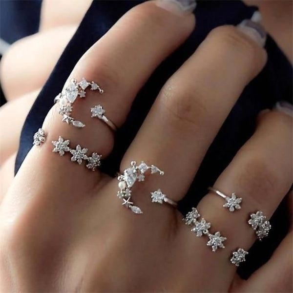 Set Anillos Silver Crux