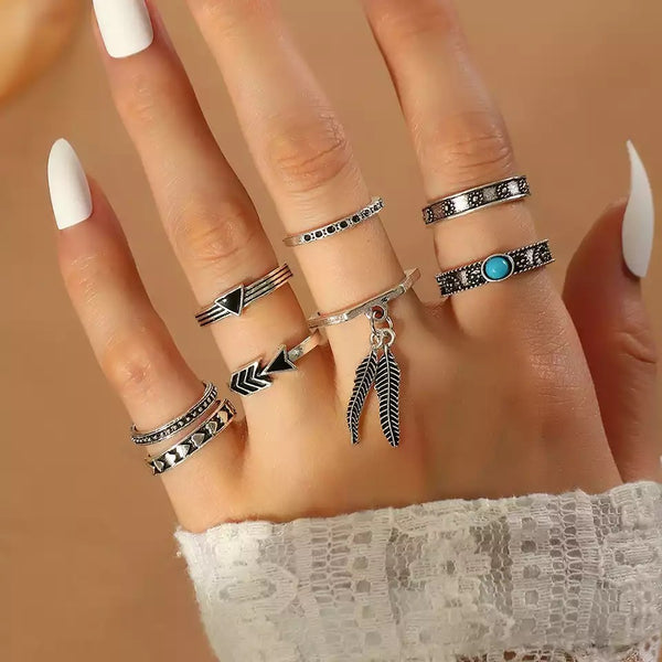 Set Anillos Silver Dina