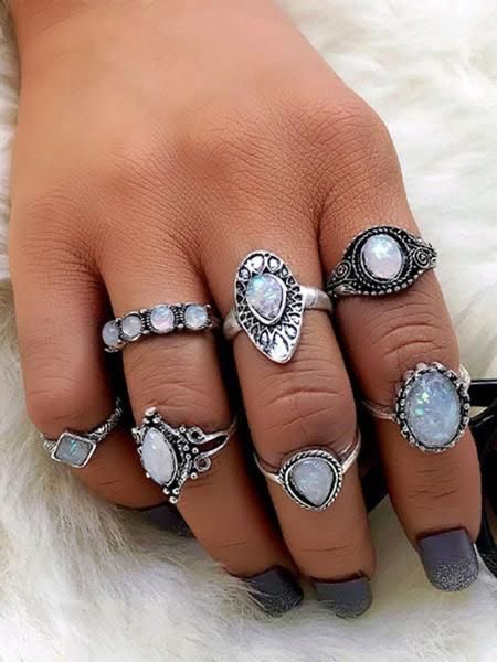 Set Anillos Silver Foaki