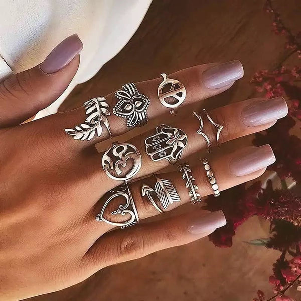 Set Anillos Silver Mantra