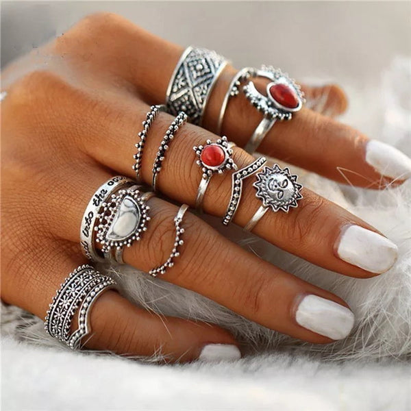 Set Anillos Silver Maya