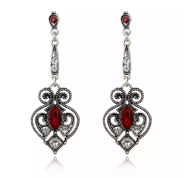 Aretes Zodiac Red Silver