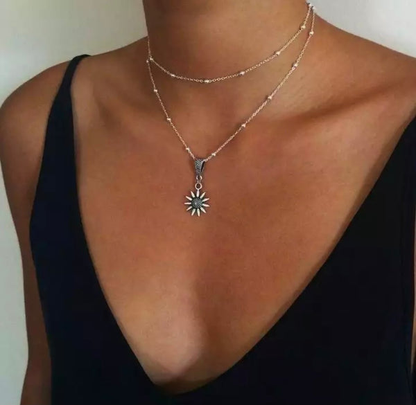 Collar Silver Sun Flower