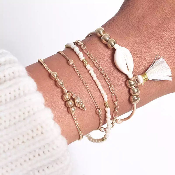 Pulseras Golden White shell